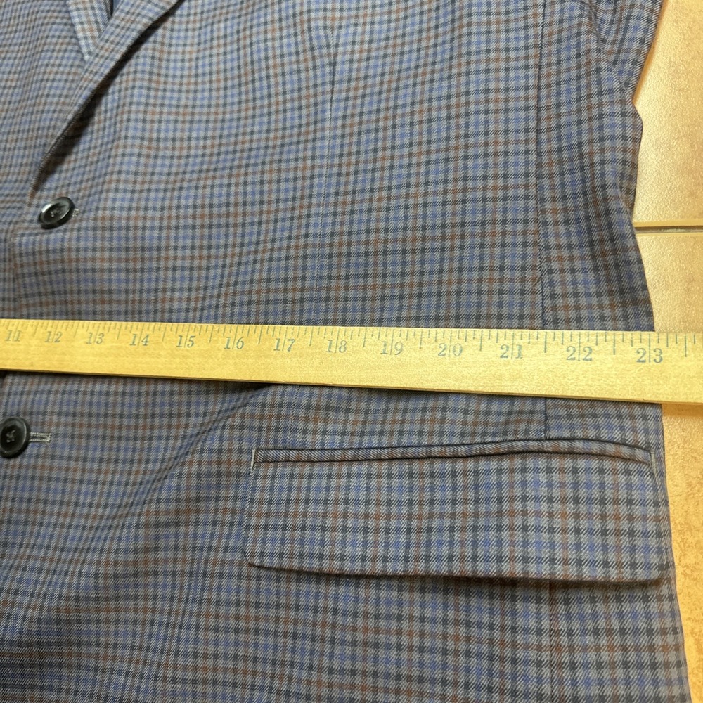 Izod Blazer Sz 46L Blue Multi Color Windowpane Plaid Preppy Sports Coat Jacket - Picture 11 of 12